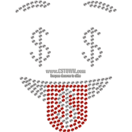 I Love Dollars Rhinestone Heat Transfer Design for Mask